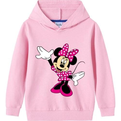 Disney Minnie Mouse Cotton Sweatshirt Long Sleeve T-shirt Autumn Cartoon Kid Clothes Tops Baby Girl Childrens Hoodies