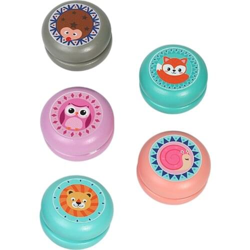 Wooden Yoyo Cute Animal Print Toy Kids Yoyo Creative Cartoon Yo Yo Toys for Kids Wooden Yo Yo Ball Professional Yoyo Toy Gift