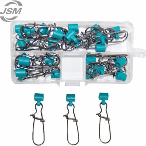 JSM 25pcs Green Plastic Head Swivel With Nice Snap Fishing Sinker Slide Swivels For Braid Fishing Line Slider Tackle With Box