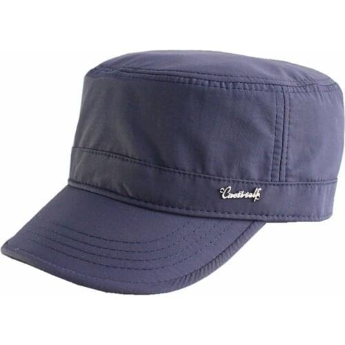 2021 Summer Polyester Dry Quickly Fitted Flat Top Sun Hat Men Women Big Size Full Closed Army Baseball Cap 56cm 58cm 60cm