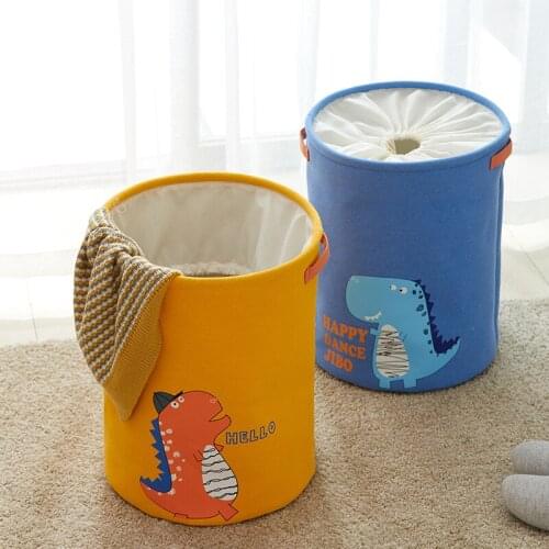 Clothing Laundry Basket Folding Drawstring Cotton Fabric Basket Washing Laundry Hamper Bucket Storage Basket Toy Home Organizer