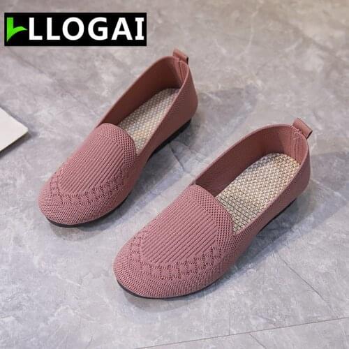 Summer Breathable Knitted Square Head Single Shoes Womens Flats 2021 Beanie Shoes Women Casual Lazy Shoes Pregnant Shoes New