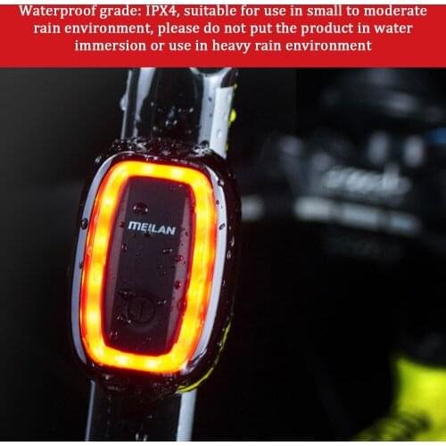 Meilan Waterproof Bicycle Intelligent Brake Tail Lamp X6 Brake Sensing 8 Gear Flashing Riding Warning Lights At Night USB Light