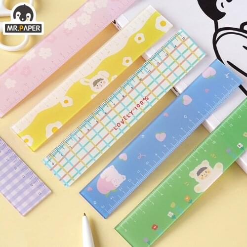 Mr.paper 8 Designs Colorful Lovely Sakura Memo Pads Ruler Multifunction DIY Drawing Rulers Double-duty School Office Supplies