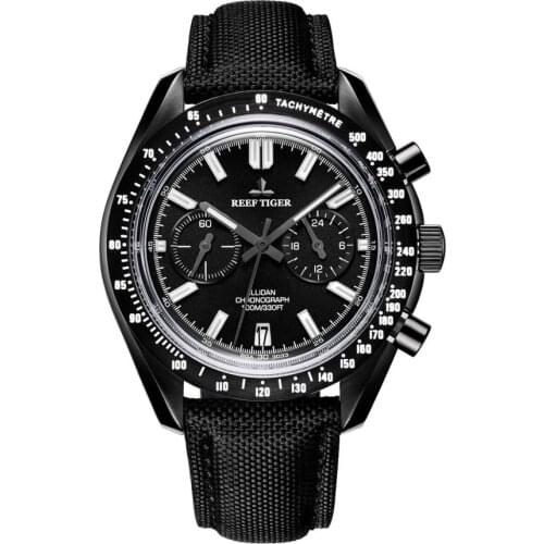 Men sport waterproof wristwatch,mens quartz wrist watches Reef Tiger luminous chronograph watch nylon band reloj hombre RGA3033