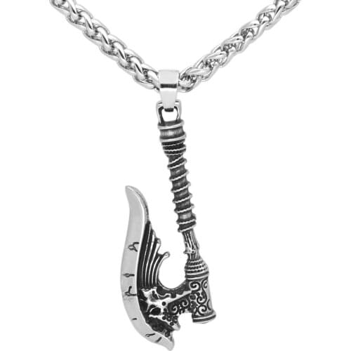 Men nordic viking axe talisman stainless steel pendant necklace