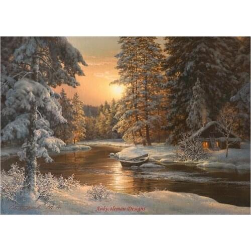 Embroidery Counted Cross Stitch Kits Needlework - Crafts 14 ct DMC Color DIY Arts Handmade Decor - In the Winter Forest