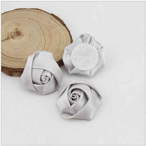 Cheap10Pcs/lot DIY Hand Made DIA 3.5CM Satin Rose Artificial Ribbon Flower For Make Bridal Bridesmaid Wedding Bouquet Decor