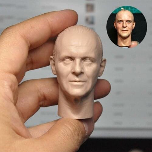 Unpainted 1/6 Anthony Hopkins Head Sculpt Male Soldier Head Carving Fit Transplant Hair for Artist Fans DIY