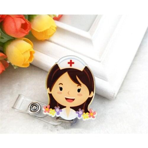 Newest Work Permit Badge Clip Fashion Transparent Leather Buckle Cartoon Easy Pull Button