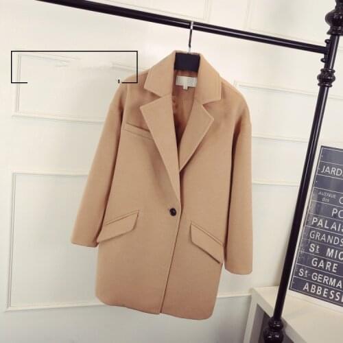 2020 New High quality Double-faced Wool Coat Fashion Women Lapel Outwear Camel Jacket Casual Autumn Winter Elegant Overcoat