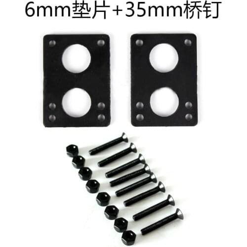 New 6mm Black Color Rubber Gasket 35mm Hard Ware Bolts Skateboard Parts For Longboard Double Rocker Screws Free Shipping