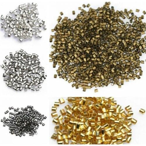 500pcs 1.5/2MM Copper Tube Crimp End Beads Stopper Spacer Beads For Jewelry Making Findings Supplies Necklace