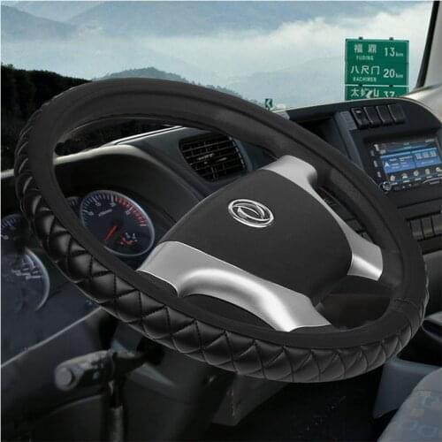 KKYSYELVA Leather Steering Wheel Covers for Car Bus Truck 36 38 40 42 45 47 50cm Diameter Auto Steering-wheel cover
