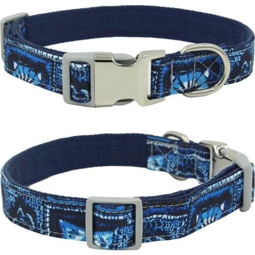 Printed Collar Personality National Style Adjustable Comfortable Soft Cloth Pet Basic Collars Alloy And Plastic Buckle Pet Neck