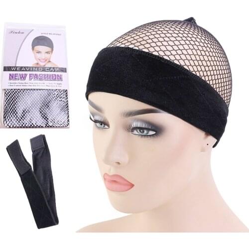 2 pcs/set New Arrival Hand Made Velvet Wig Grip adjustable wig headband with invisable nylon hair net wig cap Headband
