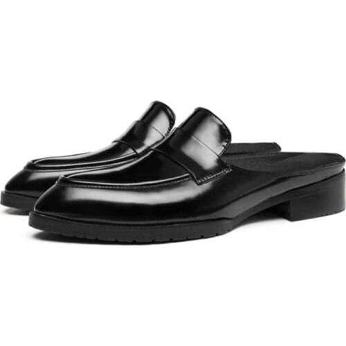 Mens Quality Cow Leather Slippers Fashion Casual Trendy Summer Pointed Toe Slippers Men Outside Leisure Slippers Slipers 36-44