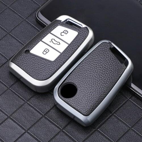 New Arrival Folding Leather Car Key+TPU Shell Cover Case For Volkswagen Vw Magotan Passat B8 Golf For Skoda Superb A7 Box