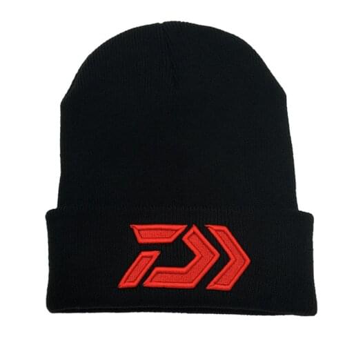 New Daiwa Fishing Cap Embroidery Hat Knitting Hood Outdoor Warm Autumn Winter Cap Thermal Warm Hat for Hiking Traveling