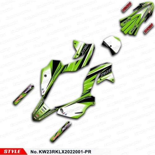 Aftermarket Dirt Bike Graphics Decals with Front Number Plate Sticker for KLX230R 2020 2021 2022, Style No. KW23R2022001-PR