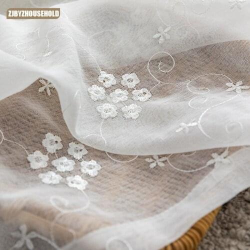 Embroidered Window Screen Simple and Modern Pastoral White Window Screen for Living Room and Bedroom