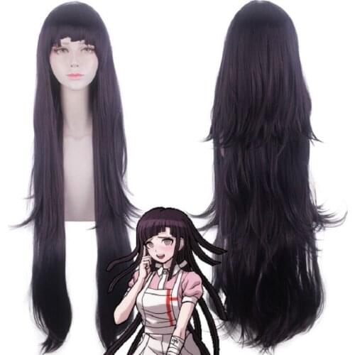 Dangan Ronpa 2 Tsumiki Mikan Cosplay Wig Women Danganronpa 100cm Long purple Synthetic Hair Halloween Party Mikan Wigs + wig cap