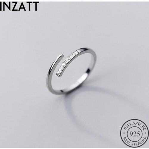 INZATT Real 925 Sterling Silver Zircon Adjustable Ring For Fashion Woman Party Fine Jewelry Cute Accessories Minimalist GIFT