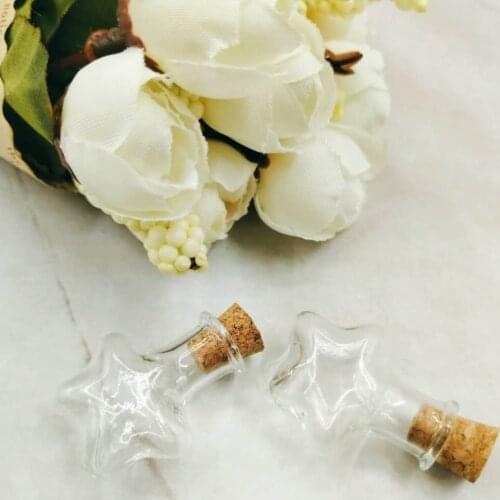 10pcs/lot Mini Cute Star Shape Mini Wishing Vial Bottles Craft Glass Bottles Jars with Cork Message Jars Drift Vial Containers