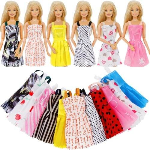 10pcs/lot Mini Dress Colorful Summer Sleeveless Dresses Doll Accessories Clothes for Barbi Lovely Girl Toy Set Random Color