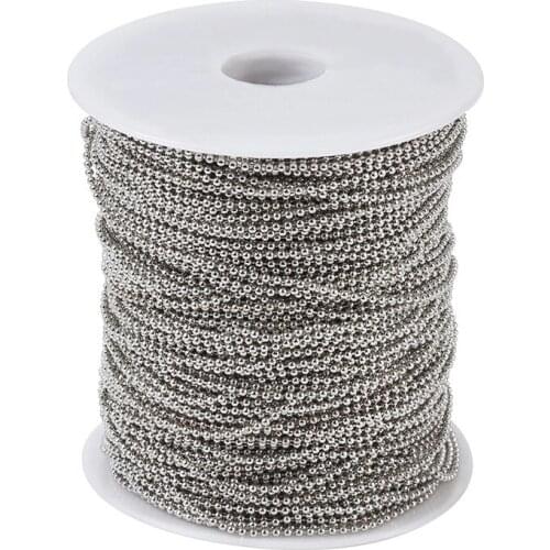 100m/roll Bead 1.5mm Unwelded Iron Ball Bead Chains with Spool Linked by Ball Beads for Jewelry Making DIY Bracelet Necklace