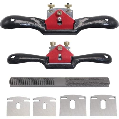 2Pcs 9inch 10inch Adjustable Spokeshave,with Blades and 4Way Rasp File,Manual Planer with Flat Base,for Planing Trimming Promoti