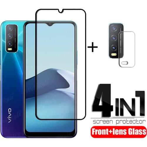 4-in-1 For Vivo Y20 Glass For Vivo Y20 S G Tempered Glass Full Glue HD Screen Protector For Vivo Y20S Y20SG Y20i Y20 Lens Glass