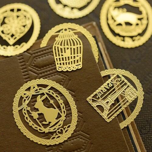 40pcs/lot Cartoon mini personal Metal book marker Kawaii Hollow Lace Deer paper clips bookmarks stationery school supplies