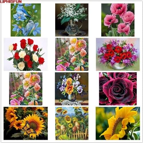 5D Full Drill Diy Diamond Painting Cross Stitch Resin Square/round Diamond Embroidery Decoration flower sunflower rose
