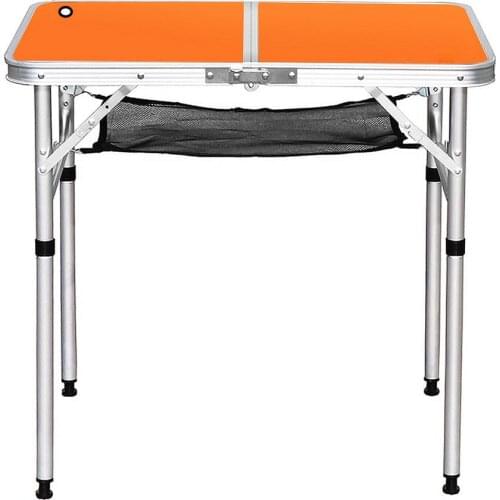 70 x 50 x60CM Folding Camping Table Adjustable Lightweight Desk silver - white anodized aluminum tube legs non-slip rubber feet