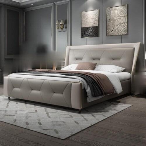 Light luxury king-size bed Hong Kong style minimalist bed minimalist modern master bedroom double bed wedding bed furniture