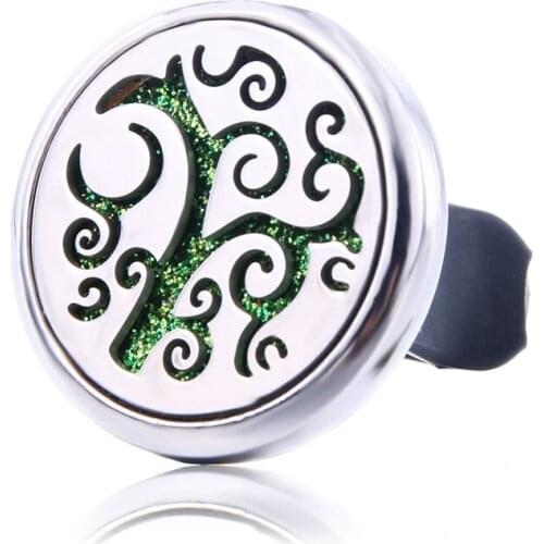 Tree Of Hope Tree Of Life Car Air Diffuser Stainless Steel Vent Freshener Car Essential Oil Diffuser Perfume Aroma Necklace Box
