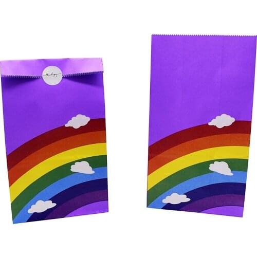 5-10pcs Rainbow Cloud Pattern Kraft Paper Wrapping Bag Cookie Candy Food Packaging Bag For Wedding Birthday Party Supplies