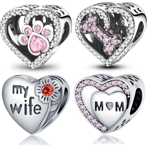 Hot New Products 2021Arrival 100% Real 925 Sterling Silver Heart-Shaped Beaded Beads Fit Original 3mm Bracelet DIY Jewelry