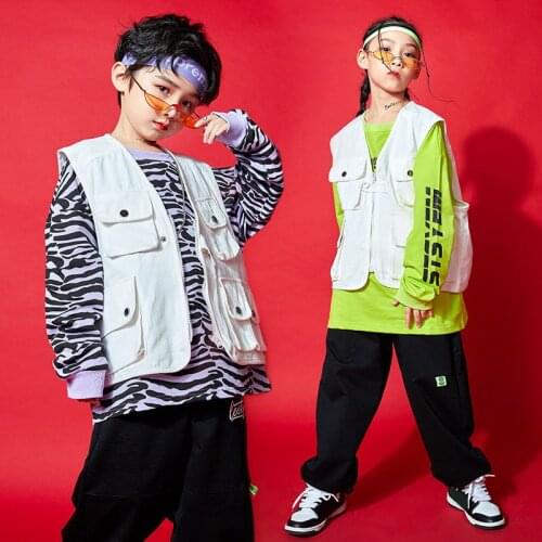 For 6 8 10 12 14 Years Hip Hop Clothing Set Zebra Sweatshirt Running Pants for Girls Boys Outfits Jazz Dance Costume Pop Clothes