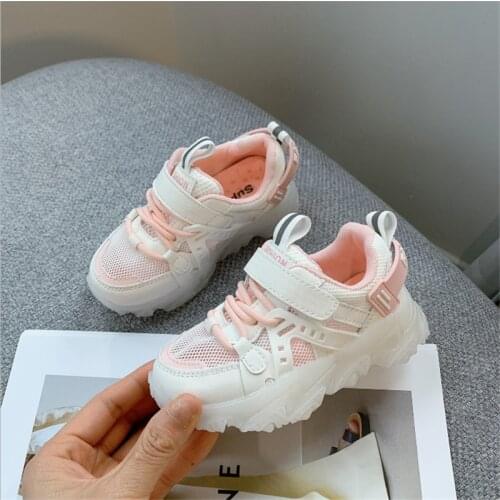 2021 New Childrens Shoes Mesh Breathable Girls Boys Sneaker Outdoor Kids Tennis Non-slip Toddler Baby Shoes 21-25