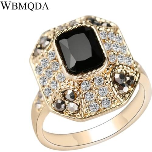 Fashion Dubai Gold Wedding Rings For Women Unique 4 Colors Crystal Ring Bulgaria Jewelry Luxury Vintage Accessories