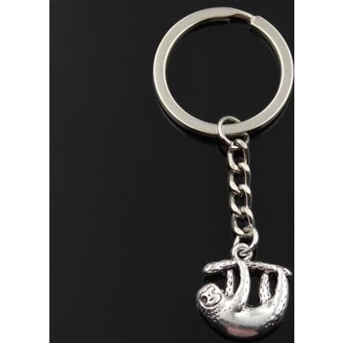 Fashion Keychain 20x19mm animal folivora sloth silver color pendants DIY Men Jewelry Car Key Chain Ring Holder Souvenir For Gift