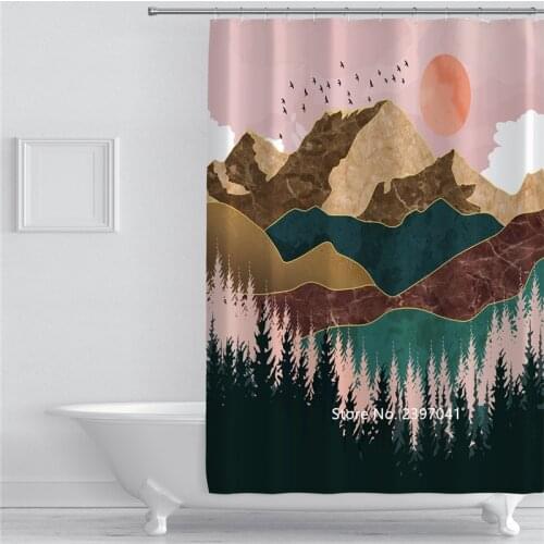 Cartoon Animals Beautiful Scenery Antique Wooden Door Shower Curtain Waterproof and Mildew Proof with Hook Bathroom Decoration