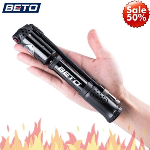 BETO Fork Tire Shock Bicycle Pumps 300psi Gauge Mini Hand Pump For Bicycle Schrader Presta Adapter Hose Bike Pump Air Inflator