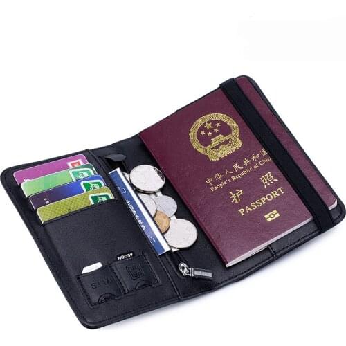 Genuine leather rfid Men passport wallet Multi Function Man card holder Real Cowhide purse for documents New case for passport