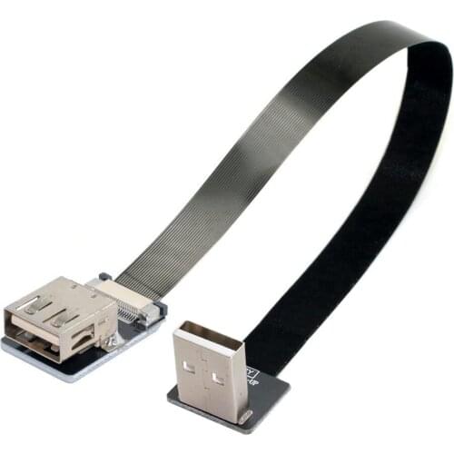 NGYY Up Angled USB 2.0 Type-A Male to Female Data Flat Slim FPC Cable for FPV & Disk & Scanner & Printer