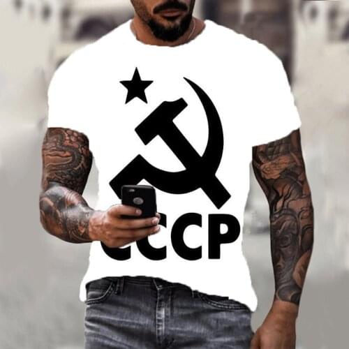 2021 New Fashion Mens Cccp Printing 3d Printing T-shirt Summer Hot Sale Short-sleeved Round Neck Mens and Womens Sportswear