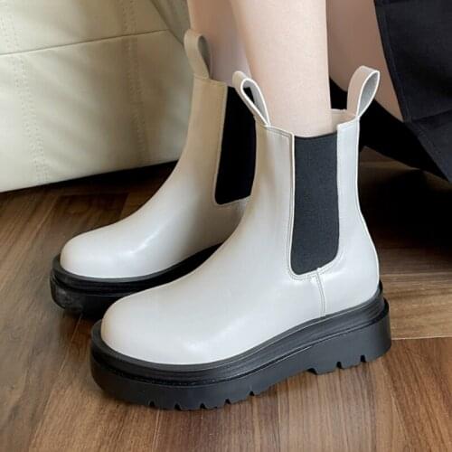 2021 Fashion New Women Shoes Chunky Heels Ankle Boots Women Brand Designer Chelsea Boots Female Casual Platform Shoes Booties