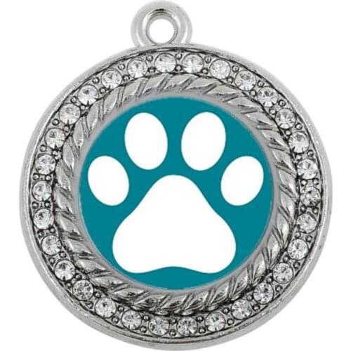 NEW FSHION ANIMALS PRETTY PAW PRINT CIRCLE CHARM antique silver plated jewelry accessory